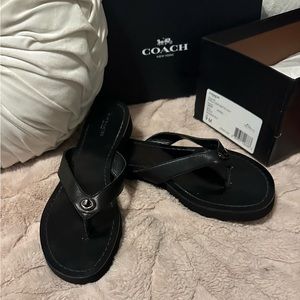 NIB!!!! Black Coach Shelly Semi Matte Flip Flops!